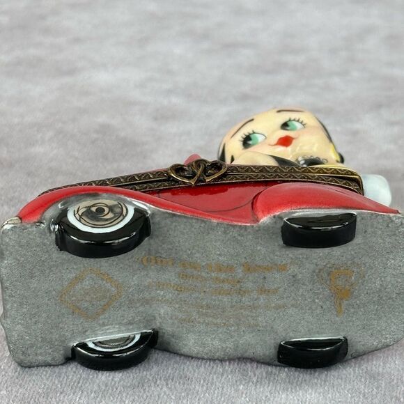 Limoges Betty Boop In Red Car Trinket Box Retired - Picture 6 of 8